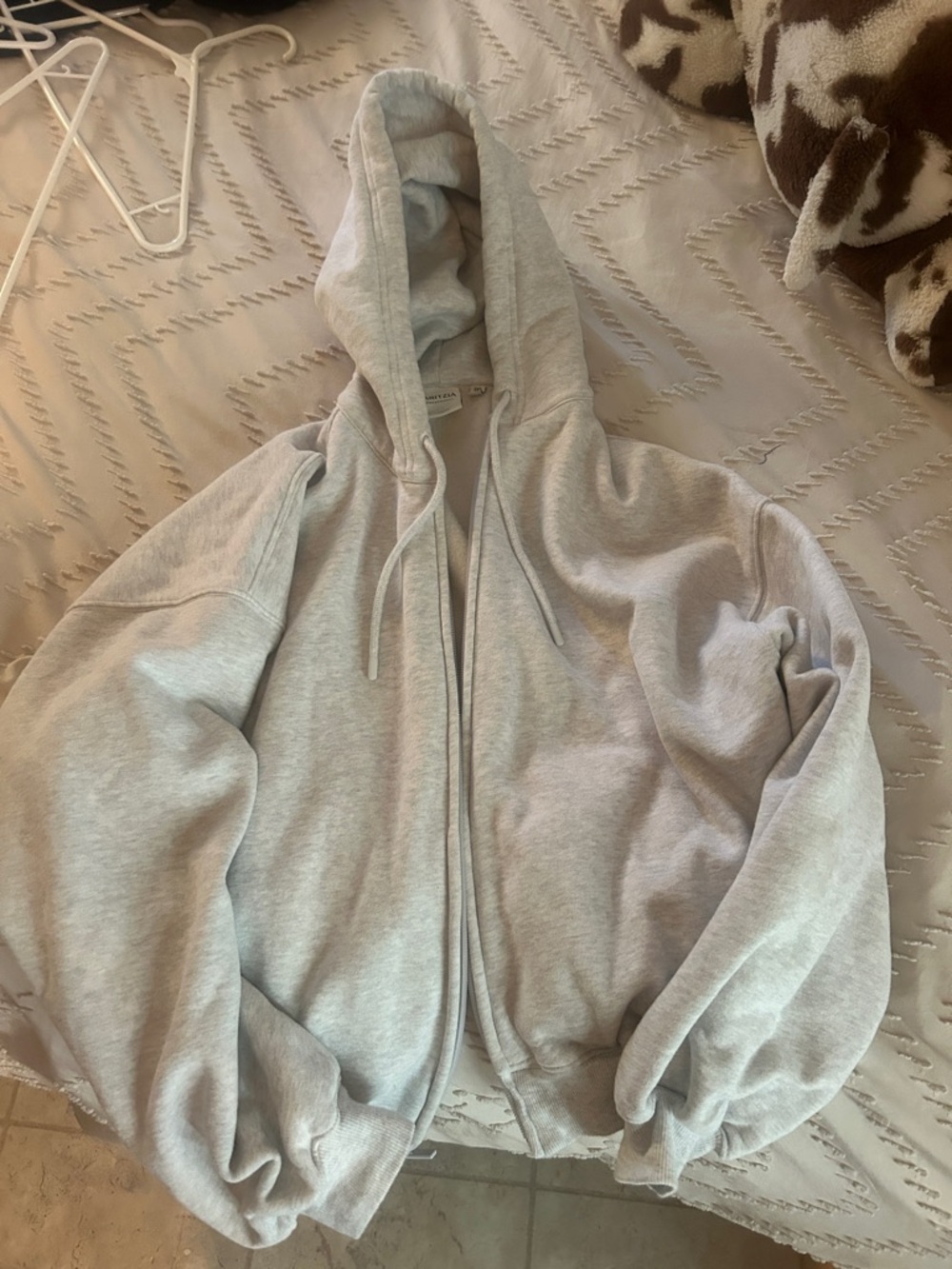 Aritzia Sweatfleece Zip Hoodie in Heather Gray